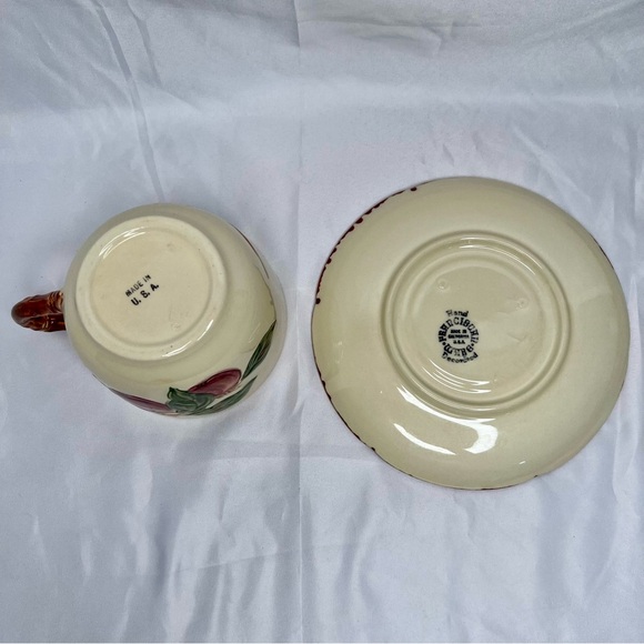 🍎 XL mug Franciscan Apple jumbo bullion saucer VHTF vintage CA USA EUC oversize - Picture 6 of 11